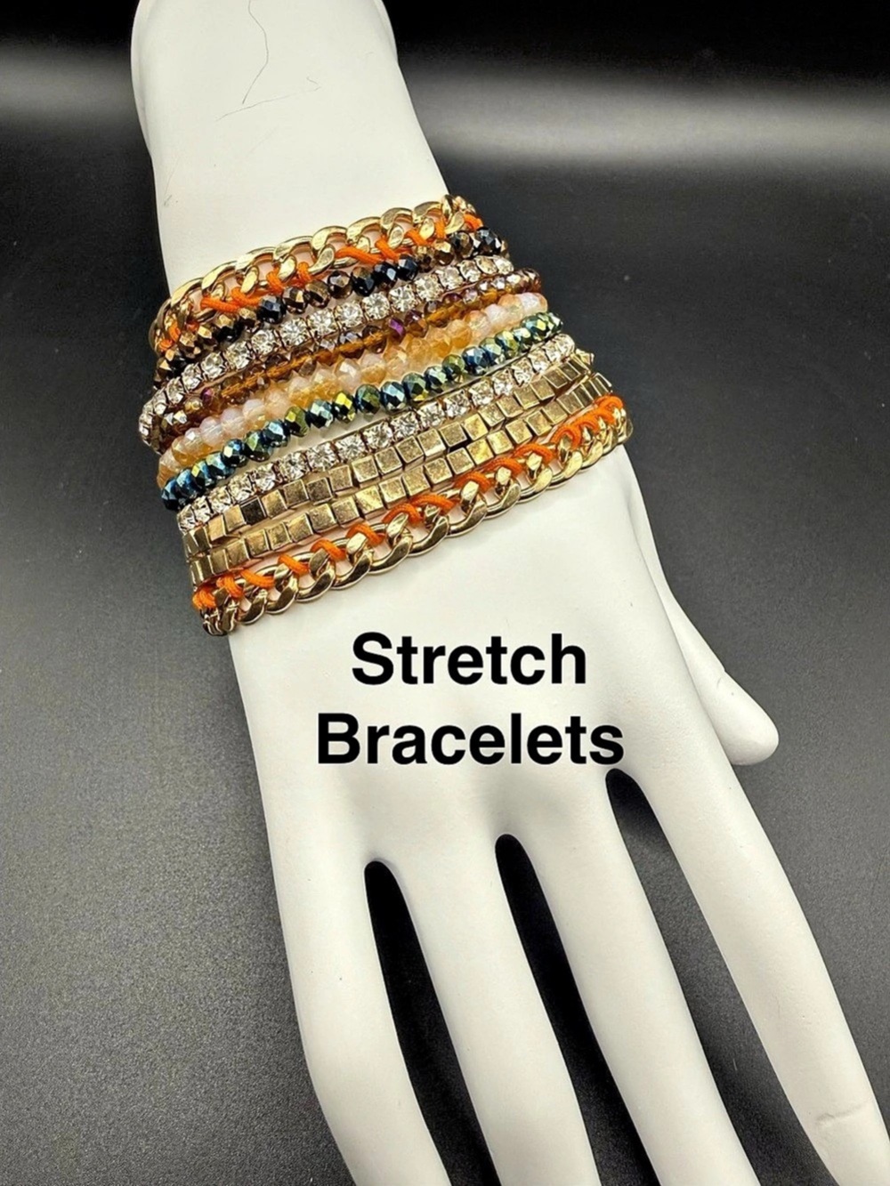 Multicolor Gold-Tone Stretch Bracelet Stack